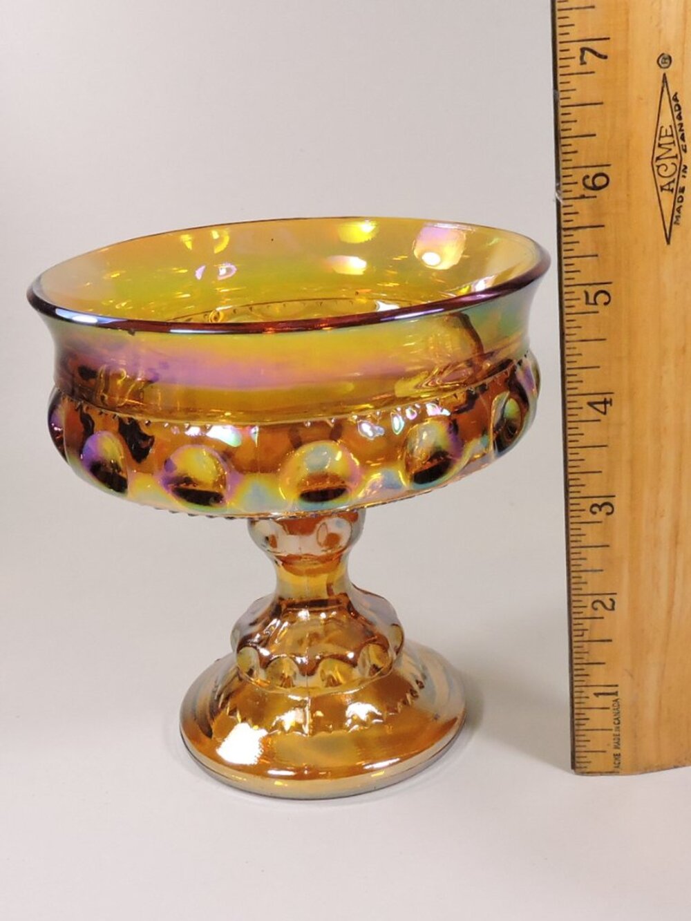 Vintage Indiana Marigold Carnival Glass Candy Dish - King's Crown Pattern - Picture 5 of 6